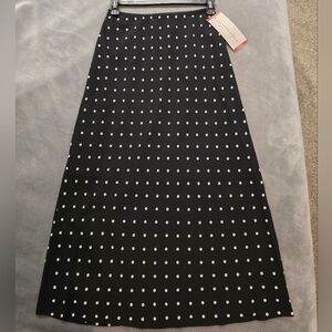 Aeropostale Black A-Line Skirt with White Polka Dots